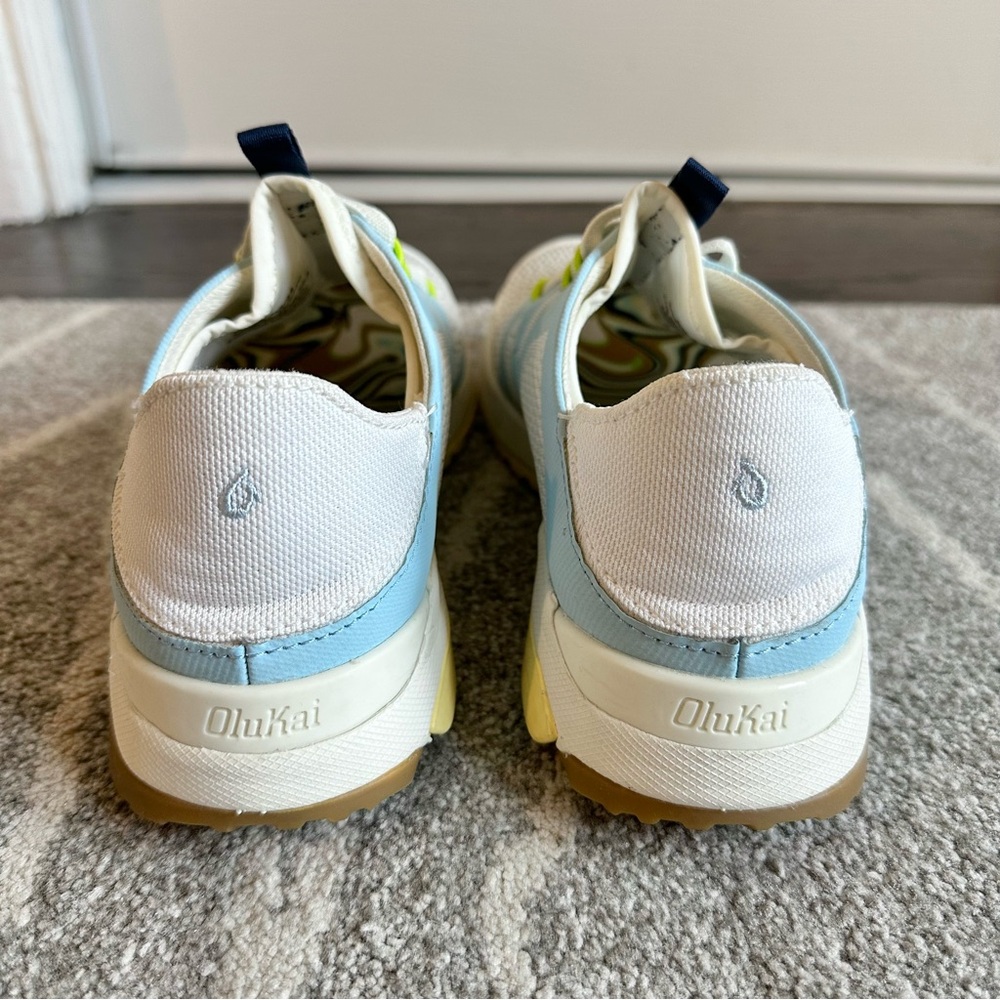 OluKai Huai White and Blue Sneakers Size 8.5 - Picture 8 of 9